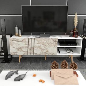 Comoda TV, Retricy, Ronas, 160x35x38.6 cm, PAL, Alb imagine