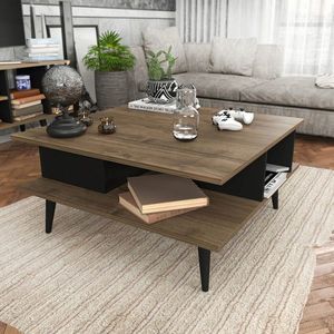 Masuta de cafea, Retricy, Akya, 89x89x44 cm, PAL, Nuc / Negru imagine
