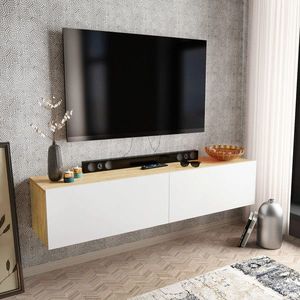 Comoda TV, Retricy, Poling, 159.7x36.8x34.1 cm, PAL, Alb / Safir imagine