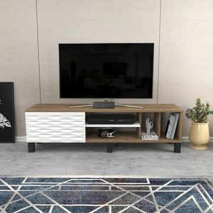 Comoda TV, Retricy, Olyo, 140x35x40.3 cm, PAL, Nuc/Alb imagine