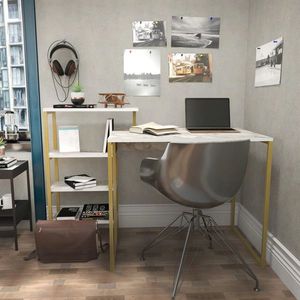 Birou, Retricy, Rino, 133x60x76.8 cm, PAL, Auriu imagine