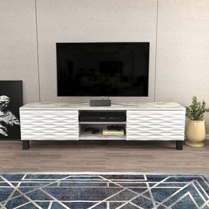 Comoda TV, Retricy, Lukas, 150x35x40.3 cm, PAL, Alb imagine