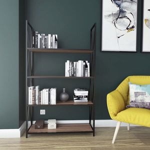 Corp biblioteca, Retricy, Xena, 94x33x150 cm, PAL, Nuc / Negru imagine