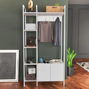 Cuier de perete, Retricy, Doga, 90x35x175 cm, PAL, Alb imagine