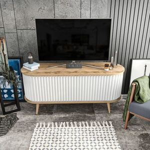 Comoda TV, Retricy, Stor, 140x43x64 cm, PAL, Oud Stejar / Alb imagine