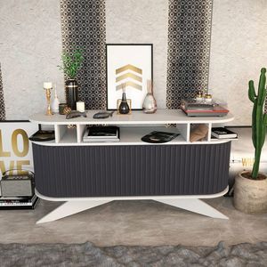 Bufet, Retricy, Stor, 150x43x75 cm, PAL, Alb / Antracit imagine