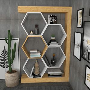 Corp biblioteca, Retricy, Artemis, 90x24.6x140 cm, PAL, Stejar / Alb imagine