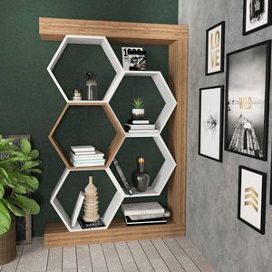 Corp biblioteca, Retricy, Artemis, 90x24.6x140 cm, PAL, Alb/Maro imagine