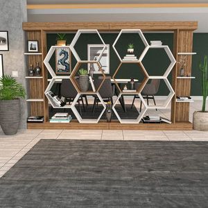 Corp biblioteca, Retricy, Sueno, 140x29.6x177.4 cm, PAL, Alb/Maro imagine