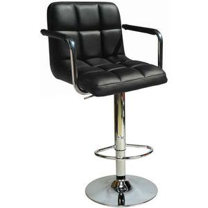 Scaun de bar, Seatix, Boombar Carla, 52x113x50 cm, Poliuretan, Negru/Argintiu imagine