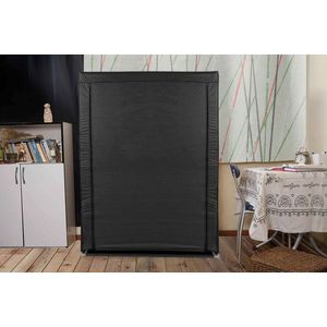 Dulap pentru haine, Valovi, Bez, 102x146x45 cm, Textil, Negru imagine