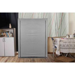 Dulap pentru haine, Valovi, Bez, 102x146x45 cm, Textil, Gri imagine