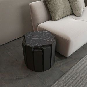 Masuta de cafea, Zena Home, Lori, 44.5x41x44.5 cm, PAL, Negru / Marmură imagine