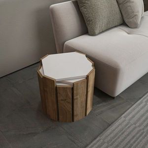 Masuta de cafea, Zena Home, Lori, 44.5x41x44.5 cm, PAL, Alb/Maro imagine