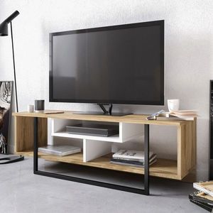Comoda TV, Zena Home, Asal (120), PAL, Alb / Negru / Stejar imagine