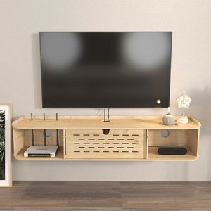 Comoda TV, Zena Home, Sima, 116.5x19.5x24.5 cm, PAL, Stejar imagine