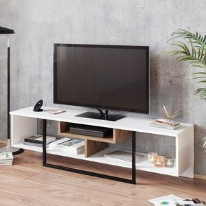 Comoda TV, Zena Home, Asal (150), PAL, Alb / Negru / Stejar imagine