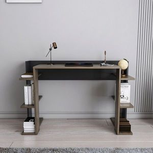 Birou, Zena Home, Çinar, 122.7x77x45 cm, PAL, Nuc / Negru imagine
