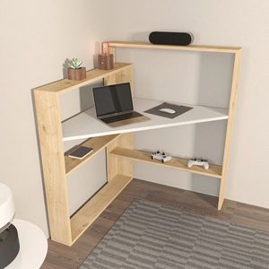 Birou, Zena Home, Kelly, 93.6x114 cm, PAL, Stejar / Alb imagine