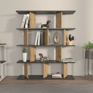 Corp biblioteca, Zena Home, Grace, 120x141x24.6 cm, PAL, Negru / Stejar imagine