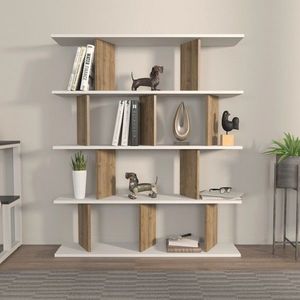 Corp biblioteca, Zena Home, Grace, 120x141x24.6 cm, PAL, Alb/Maro imagine