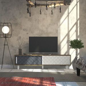Comoda TV, Zena Home, Rob, PAL, Stejar / Alb / Antracit imagine