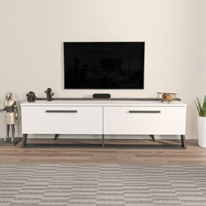 Comoda TV, Zena Home, Astrid, 163.8x46.8x36.6 cm, PAL, Alb/Negru imagine