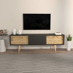 Comoda TV, Zena Home, Ecrin, 160x45x34.5 cm, PAL, Antracit / Stejar imagine