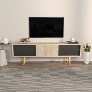Comoda TV, Zena Home, Ecrin, 160x45x34.5 cm, PAL, Stejar / Negru imagine