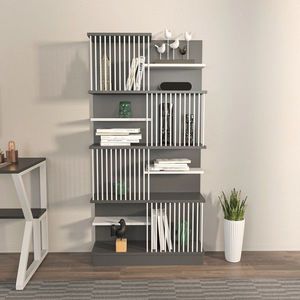 Corp biblioteca, Zena Home, Arya, 80x160x24.6 cm, PAL, Antracit/Alb imagine