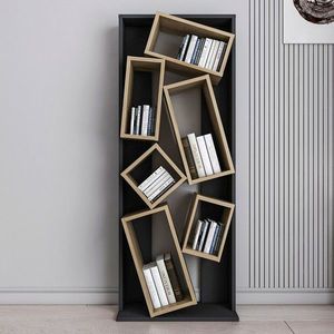 Corp biblioteca, Zena Home, Carmen, 63x153.6x24 cm, PAL, Negru / Stejar imagine