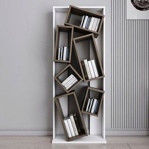 Corp biblioteca, Zena Home, Carmen, 63x153.6x24 cm, PAL, Alb/Maro imagine