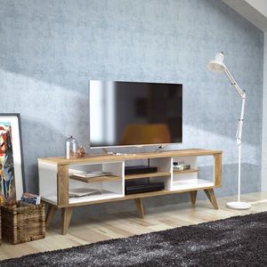 Comoda TV, Zena Home, Ionis, PAL, Stejar / Alb imagine