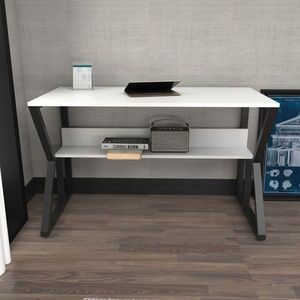 Birou, Zena Home, Wake, 120x72.8x60 cm, PAL, Alb/Negru imagine