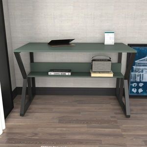 Birou, Zena Home, Wake, 120x72.8x60 cm, PAL, Verde/Negru imagine