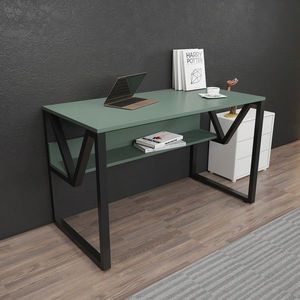 Birou, Zena Home, Lona, 120x72.8x60 cm, PAL, Verde/Negru imagine