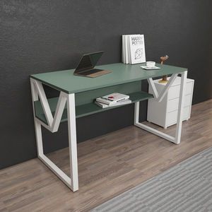 Birou, Zena Home, Lona, 120x72.8x60 cm, PAL, Verde/Alb imagine