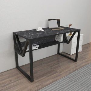 Birou, Zena Home, Lona, 120x72.8x60 cm, PAL, Negru / Negru imagine