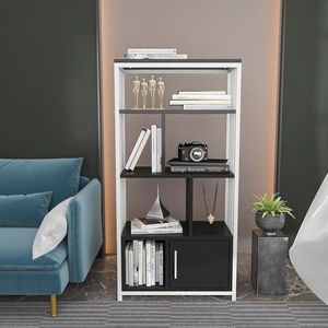 Corp biblioteca, Zena Home, Valero, 60x120x29.6 cm, PAL, Alb/Negru imagine