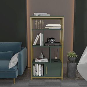 Corp biblioteca, Zena Home, Valero, 60x120x29.6 cm, PAL, Verde imagine