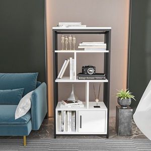 Corp biblioteca, Zena Home, Valero, 60x120x29.6 cm, PAL, Alb/Negru imagine