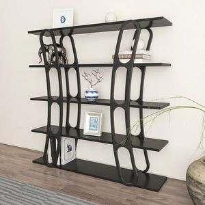 Corp biblioteca, Zena Home, Adar, 120x120x25 cm, PAL, Negru imagine