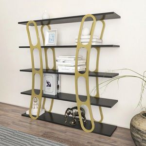 Corp biblioteca, Zena Home, Adar, 120x120x25 cm, PAL, Negru imagine