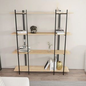 Corp biblioteca, Zena Home, Moss, 160x180x29.6 cm, PAL, Stejar / Negru imagine