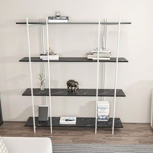 Corp biblioteca, Zena Home, Moss, 160x180x29.6 cm, PAL, Alb/Negru imagine