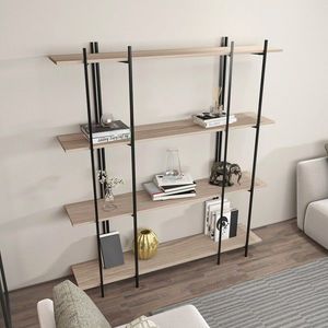 Corp biblioteca, Zena Home, Moss, 160x180x29.6 cm, PAL, Stejar / Negru imagine