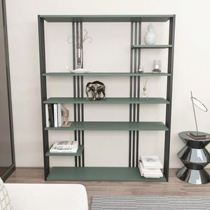 Corp biblioteca, Zena Home, Jenny, 120x160x29.6 cm, PAL, Verde/Negru imagine