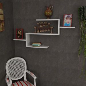 Raft pentru perete Twist, Furny Home, 104x14.5x49.4 cm, alb imagine