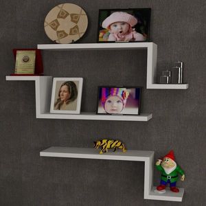 Set 3 rafturi pentru perete Lowa , Furny Home, 58x14.5x18 cm, alb imagine
