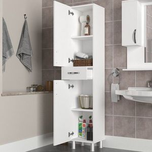 Dulap pentru baie Geronimo, Furny Home, 35x31.3x179 cm, alb imagine
